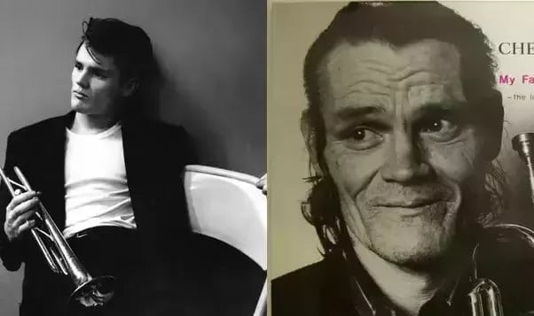 Two images of Chet Baker