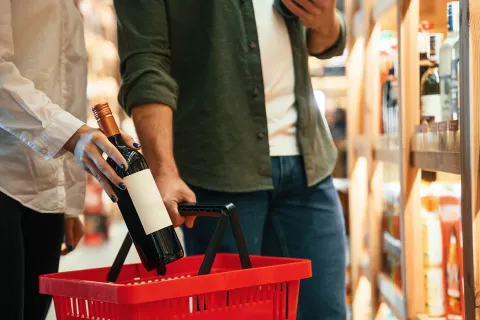 Placing wine in shopping basket