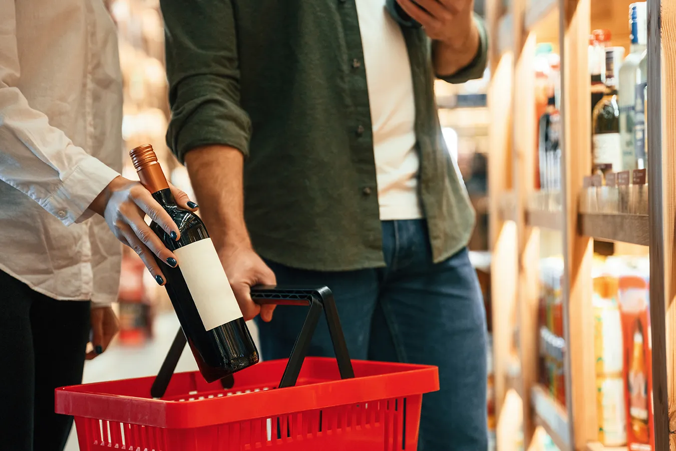 Placing wine in shopping basket