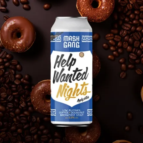 Mash Gang 'Help Wanted, Nights' Alcohol-Free Coffee & Doughnut Stout (0.5% ABV)