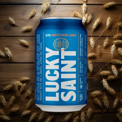 Lucky Saint Unfiltered Alcohol-Free Lager Can (0.5% ABV)