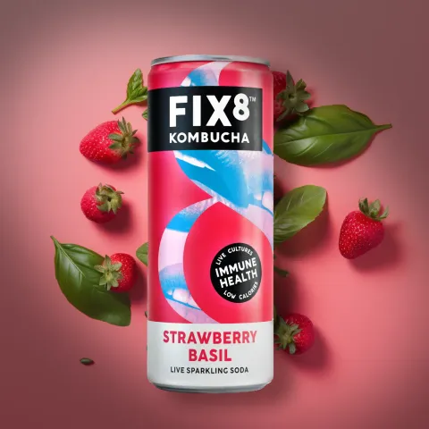 Fix8 Strawberry Basil Kombucha Can (0.0% ABV)